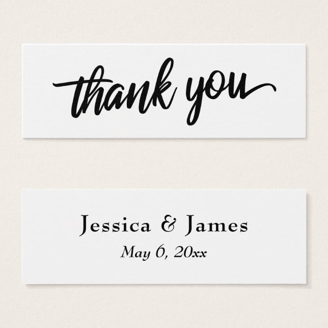 Minimal Script Typography Thank You Wedding Favour (Front & Back)