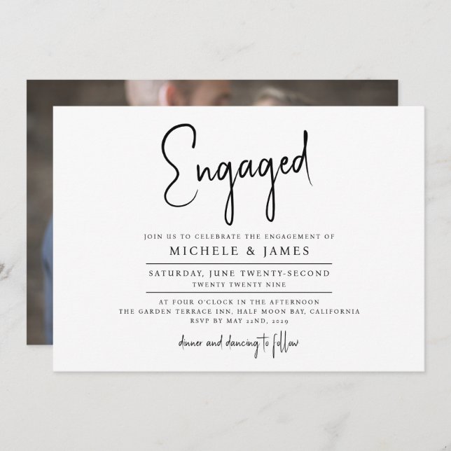 Minimal Script Typography Wedding Engagement Invitation (Front/Back)