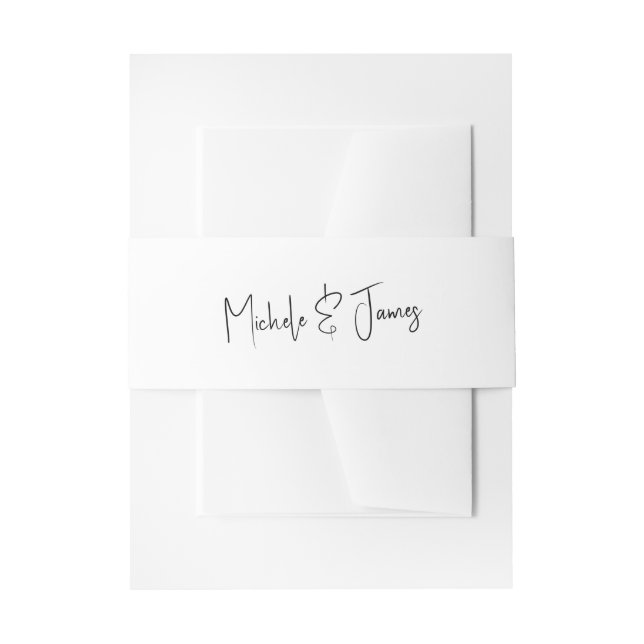 Minimal Script Typography Wedding Invitation Belly Band (Front Example)