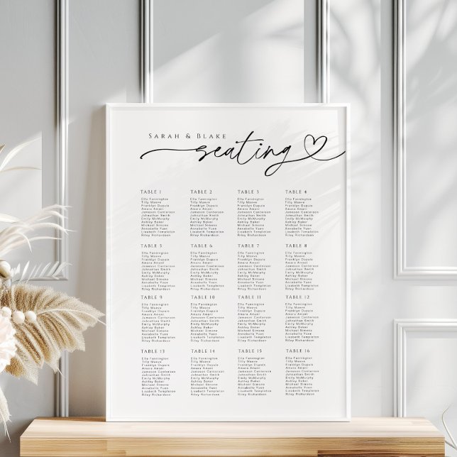 Minimal Script Typography Wedding Seating Chart  (Creator Uploaded)