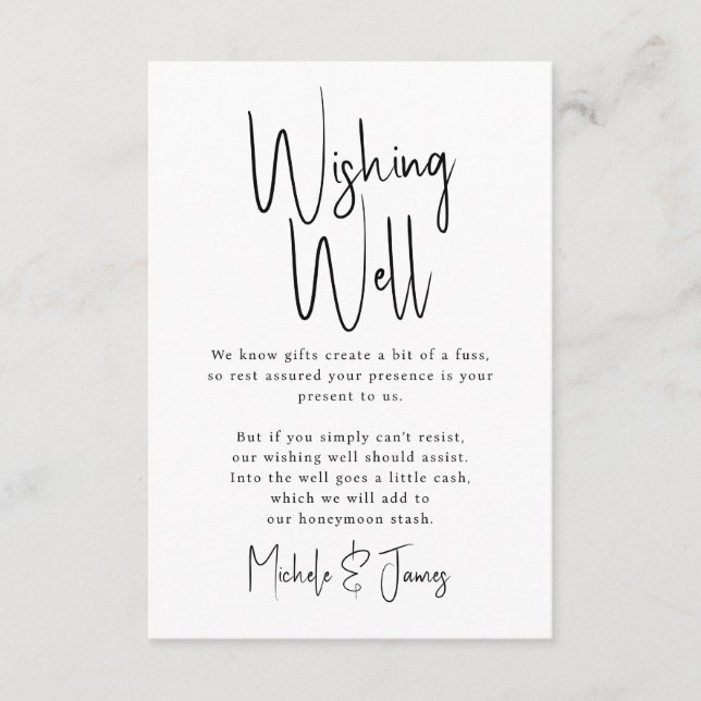 Minimal Script Typography Wedding Wishing Well Enclosure Card (Front)