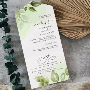 Minimal Script Wedding All In One Invitation