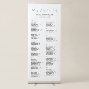 Minimal Script Wedding Alphabetic Seating Chart Retractable Banner