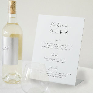 Minimal Script Wedding Bar Menu Pedestal Sign