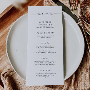 Minimal Script Wedding Food Dinner Menu Card S105