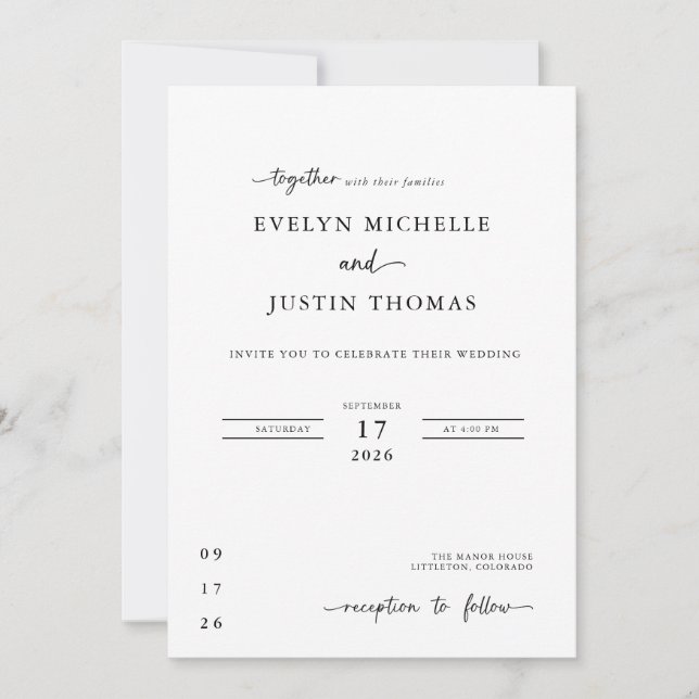 Minimal Script Wedding Invitation (Front)