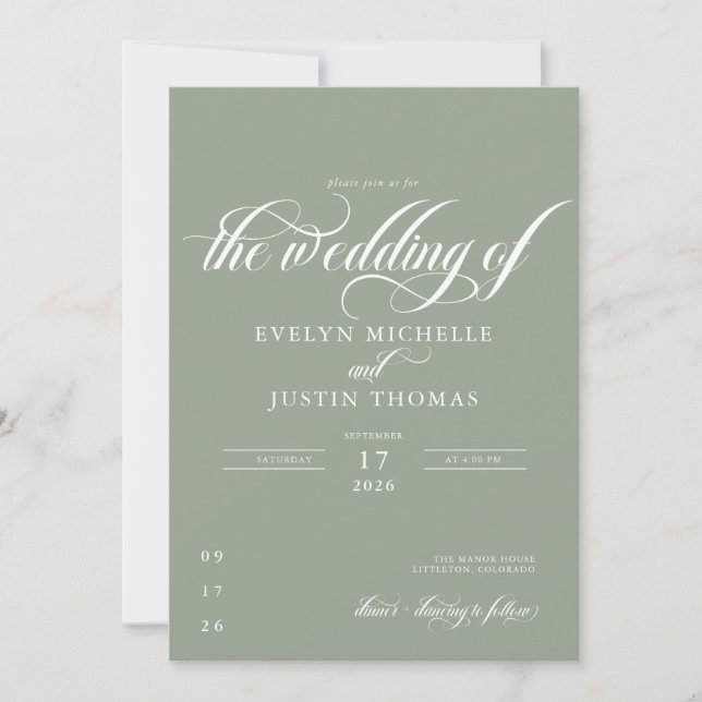 Minimal Script Wedding Invitation (Front)
