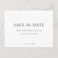 Minimal Script Wedding Non-Photo Save The Date