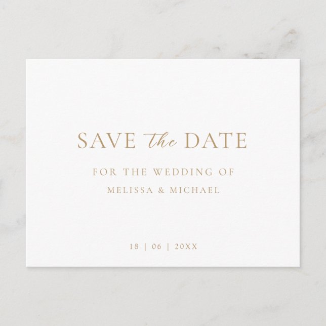 Minimal Script Wedding Non-Photo Save The Date Announcement Postcard (Front)