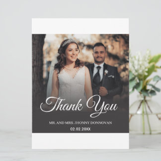 Minimal Script Wedding Thank you Card