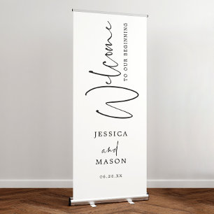 Minimal Script Wedding Welcome Banner with Stand