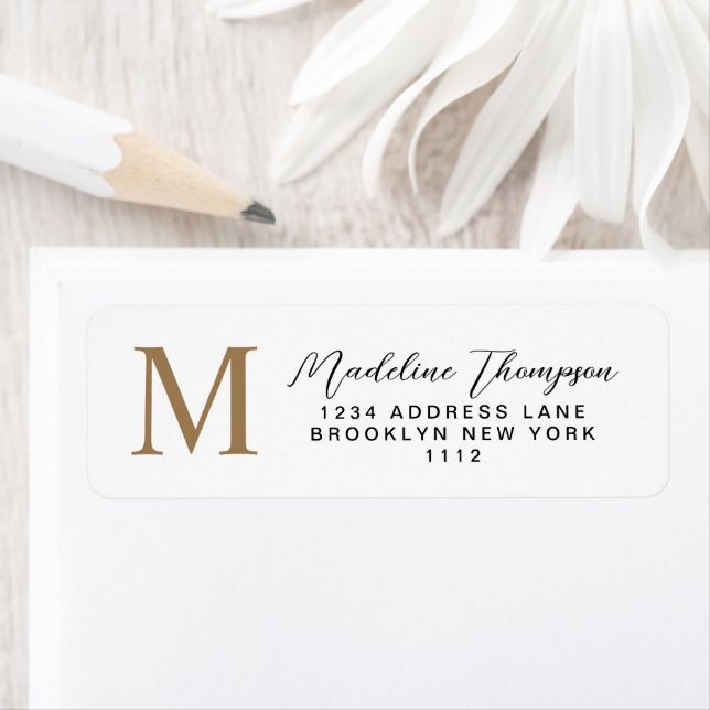 Minimal Script White Gold Monogram Address (Insitu)