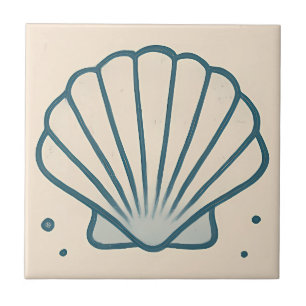 Minimal Seashell Ocean Art Tile