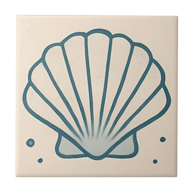 Minimal Seashell Ocean Art Tile (Front)