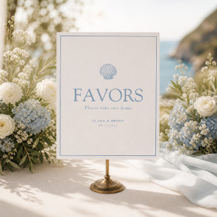 Minimal Seashell Wedding Favours Sign