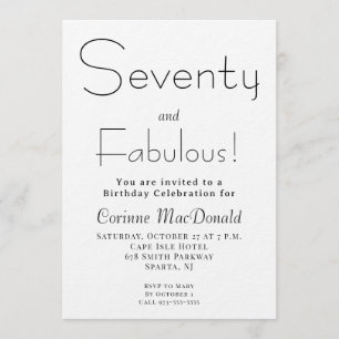 Minimal Seventy and Fabulous 70th Birthday Party Invitation