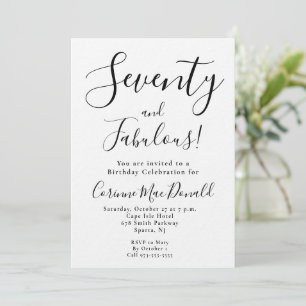 Minimal Seventy and Fabulous 70th Birthday Party Invitation