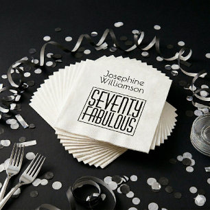 Minimal Seventy and Fabulous 70th Birthday Party Napkin