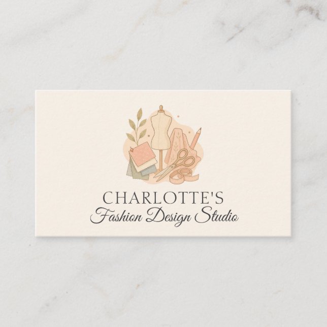 Minimal Sewing Apparel Studio Aesthetic Business Card (Front)