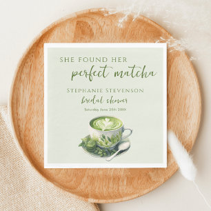 Minimal She Found Her Perfect Matcha Bridal Shower Napkin