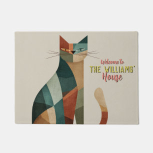 Minimal Siamese Cat Mum Dad New Home Decor Doormat