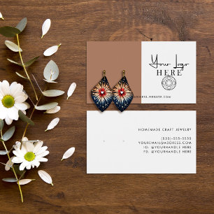 Minimal Sienna Brown White Logo Earring Display