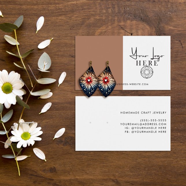 Minimal Sienna Brown White Logo Earring Display (Creator Uploaded)