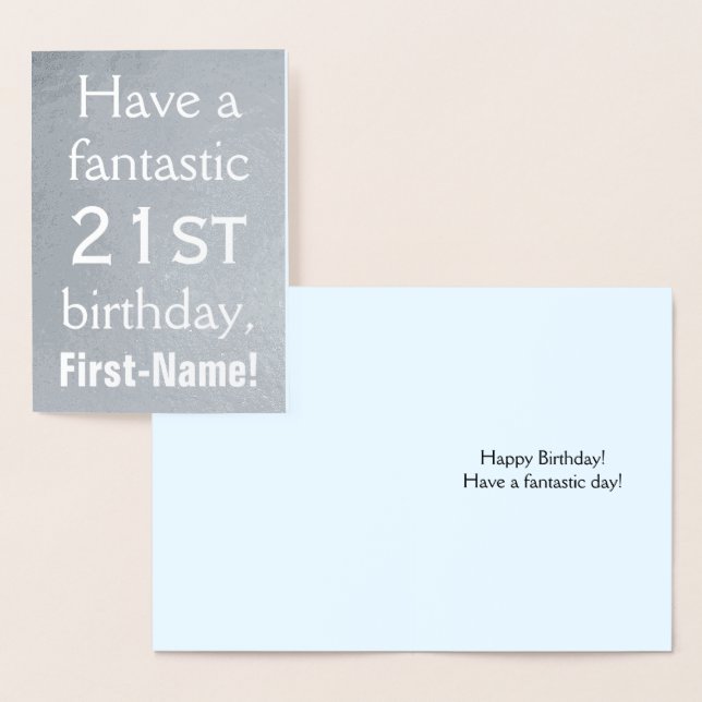 Minimal Silver Foil 21st Birthday Greeting Card (Display)