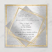 Minimal Silver Geometry Gold Square Birthday Party