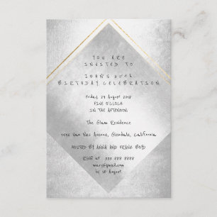 Minimal Silver Gray Gold Frame Birthday Party Invitation