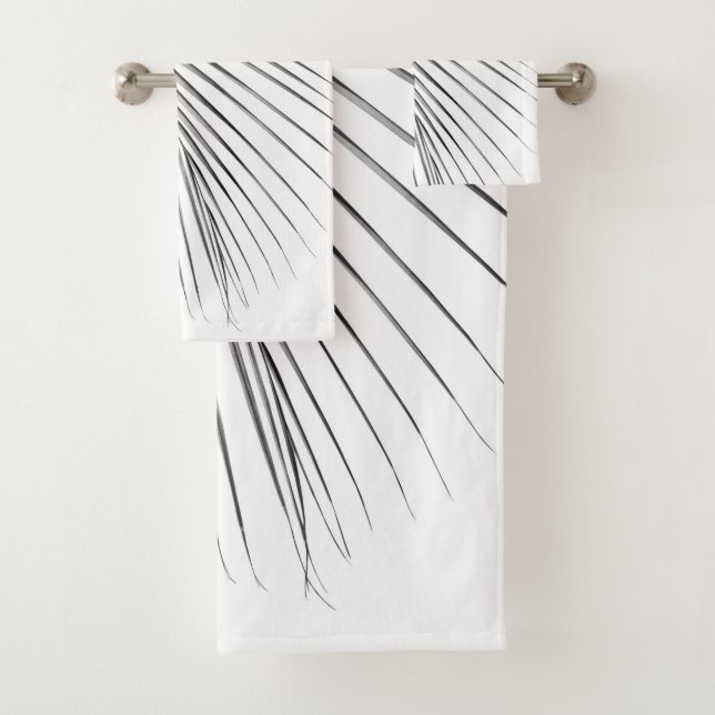 Minimal Silver Grey Palm Leaf Dream #1 #tropical  Bath Towel Set (Insitu)