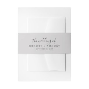 Minimal Silver Grey Wedding Invitation Belly Band