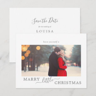 Minimal Silver Marry Christmas Save the Date Holiday Card