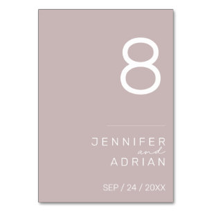 Minimal Silver Pink Modern Wedding Table Numbers