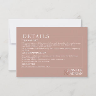 Minimal Silver Pink Wedding Details Invitation