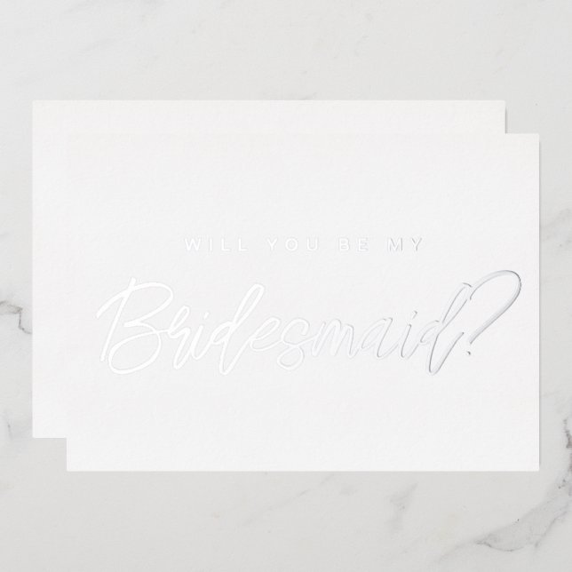 Minimal silver will you be my bridesmaid proposal  (Front/Back)
