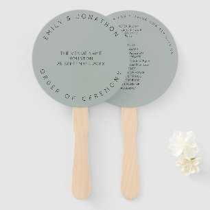 Minimal Silvery Sage Green Custom Wedding Hand Fan