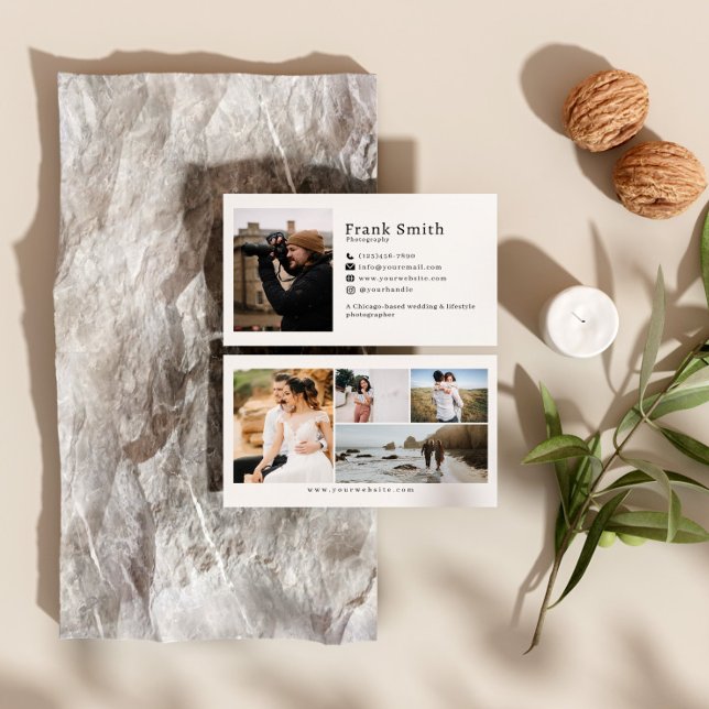 Minimal Simple 5 Photo Collage Photographer Business Card (Creator Uploaded)