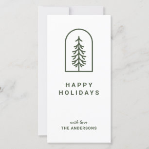 Minimal Simple Arc Photo Pine Holiday Card