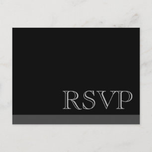 Minimal Simple Basic Black RSVP Invitation Postcard