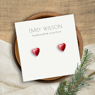 Minimal Simple Black And White Earring Display Square Business Card
