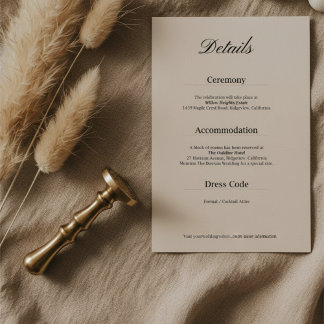 Minimal Simple Black and White Wedding Details Enclosure Card