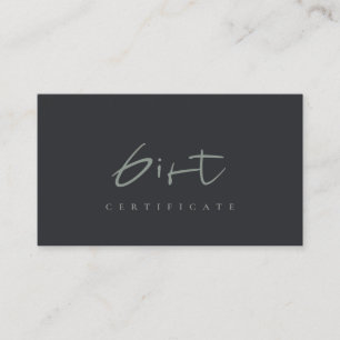 Minimal Simple Black Green Script Gift Certificate