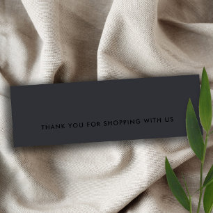 MINIMAL SIMPLE BLACK ON BLACK THANK YOU SHOPPING MINI BUSINESS CARD