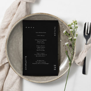 Minimal Simple Black Wedding Dinner Menu
