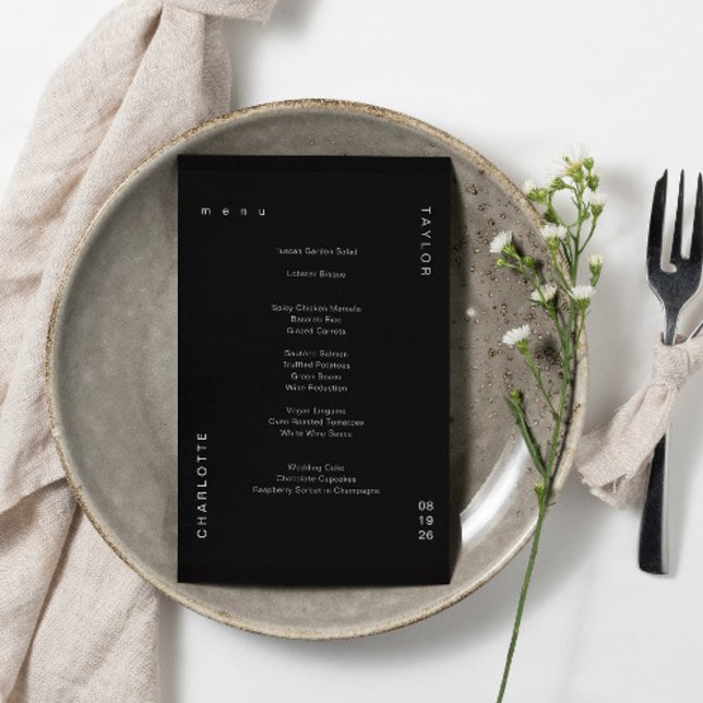 Minimal Simple Black Wedding Dinner Menu (Creator Uploaded)