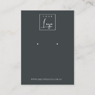 Minimal Simple Black & White Dark Earring Display Business Card