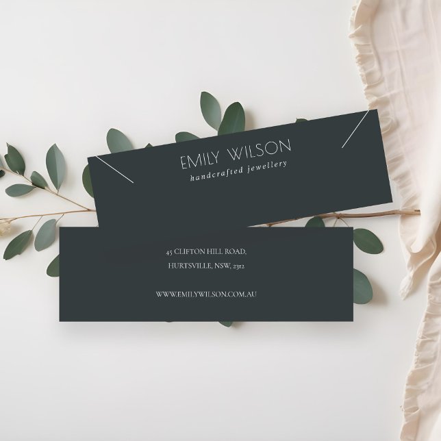 Minimal Simple Black & White Dark Necklace Display Mini Business Card (Creator Uploaded)