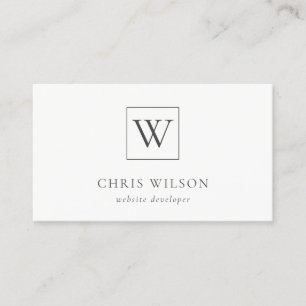 Minimal Simple Black & White Monogram Initial Business Card