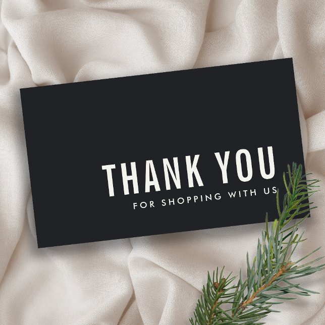 MINIMAL SIMPLE BLACK WHITE THANK YOU LOGO SHOPPING BUSINESS CARD (Creator Uploaded)